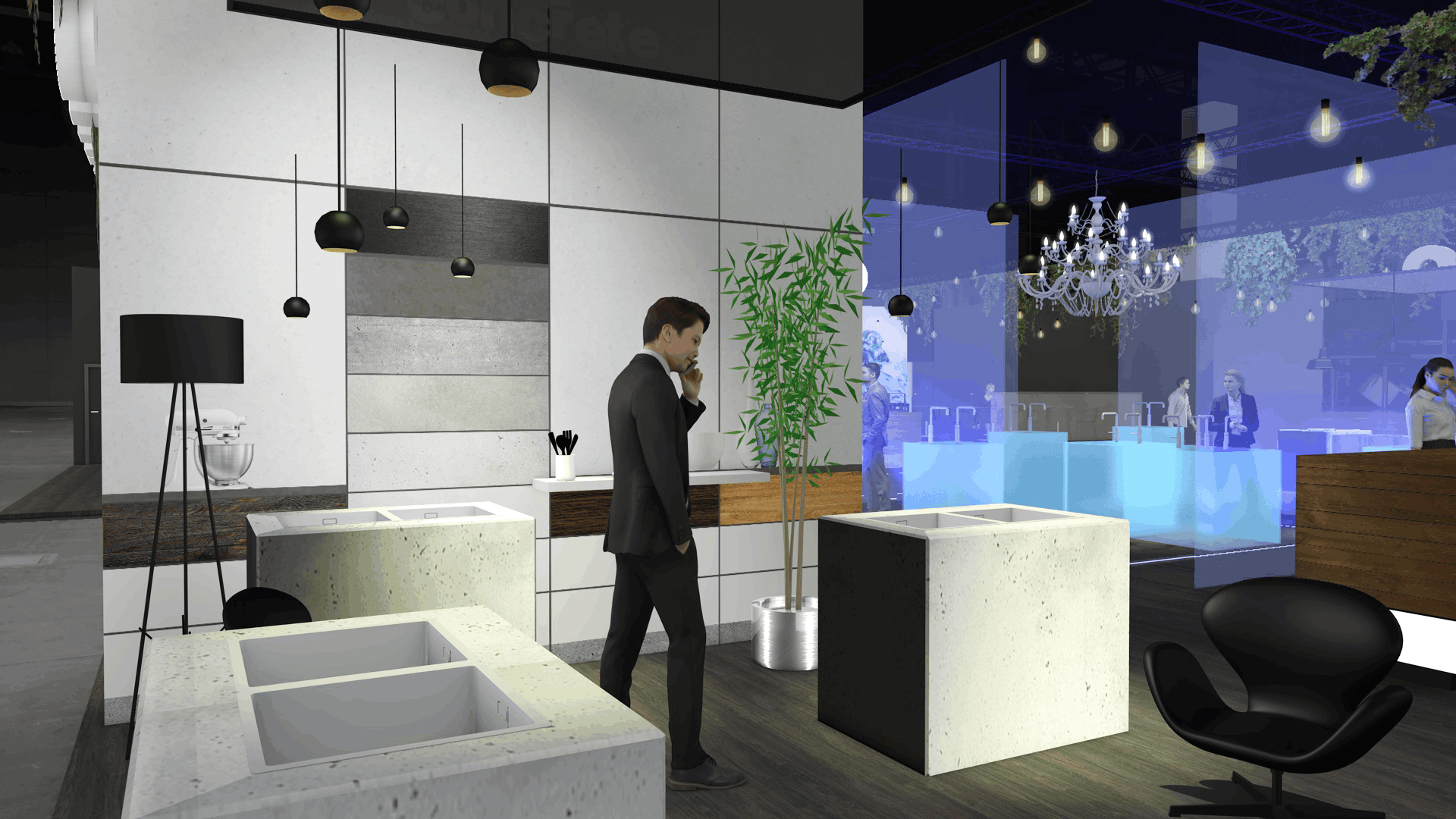 BLANCO Messekonzept Living Kitchen Küche hell
